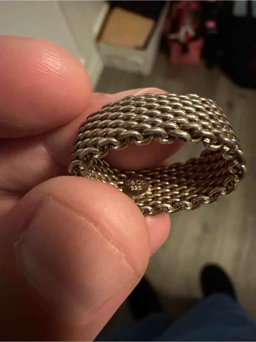Vintage Tiffany & Co. Woven Chain Band Ring - Silver